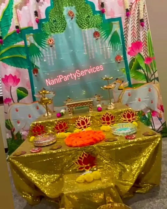 Ganesh Chavithi decor: Puja setup