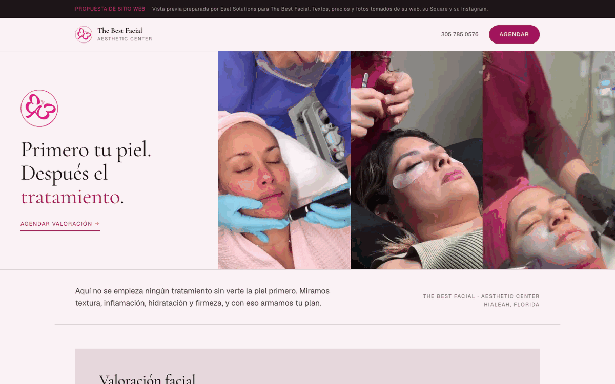 The Best Facial vista en computadora